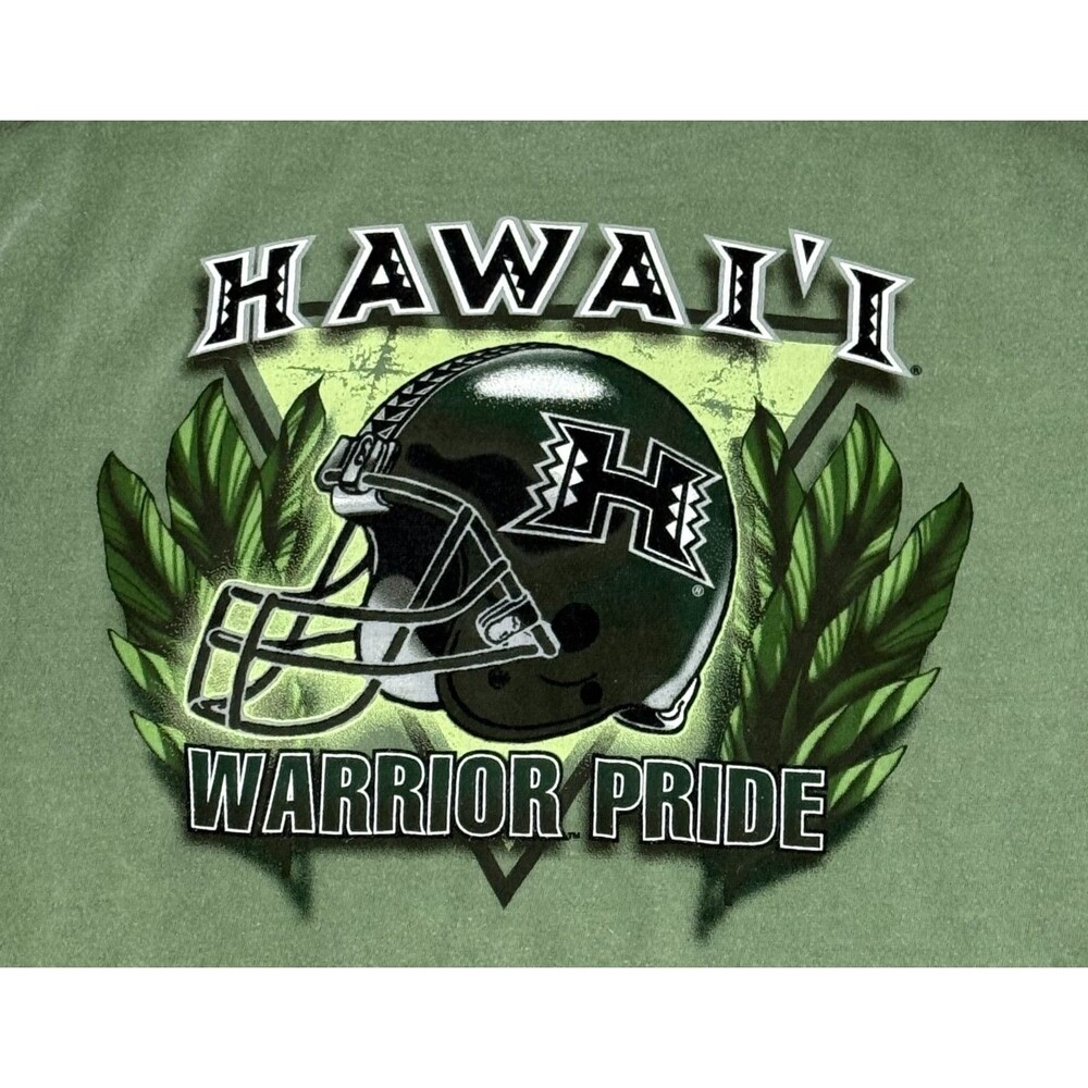 Y2K Vintage Crazy Shirts Hawaii‎ UH Football Medium Graphic T-Shirt Ti Leaf Dye